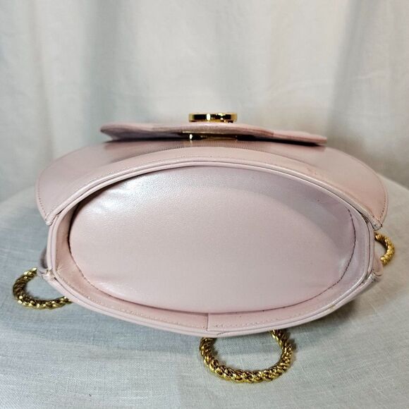 Vintage Frenchy of California Pink Leather Shoulder Bag Purse w Gold Chain Strap - Picture 5 of 9